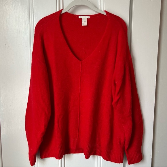 H&M V Neck Sweater | Red - Picture 1 of 4